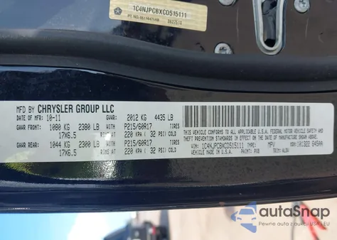 2012 Jeep Patriot Limited from USA, damaged, VIN 1C4NJPCBXCD515111